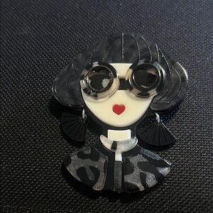Stylish Black and White Brooch